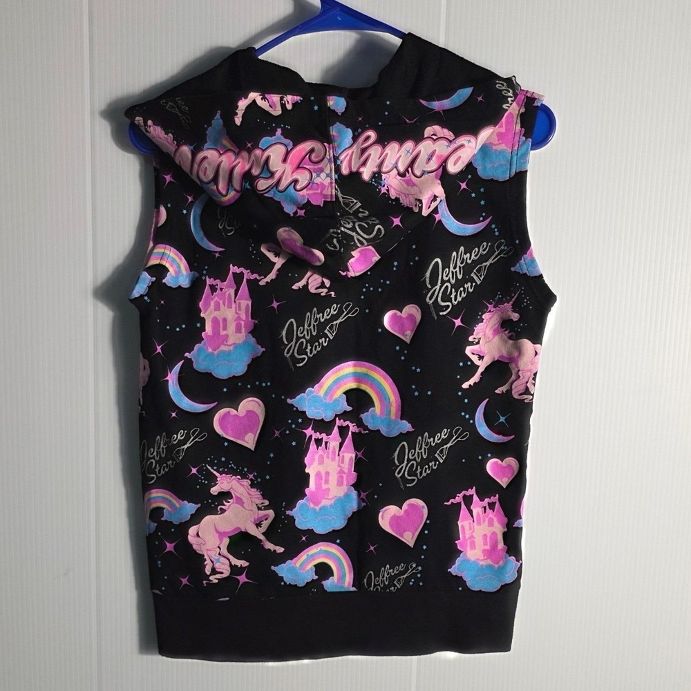 Rare Jeffree Star Vest Unicorn Beauty Killer Hoodie Rainbow Print Sleeveless (S) - Picture 4 of 9